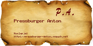Pressburger Anton névjegykártya